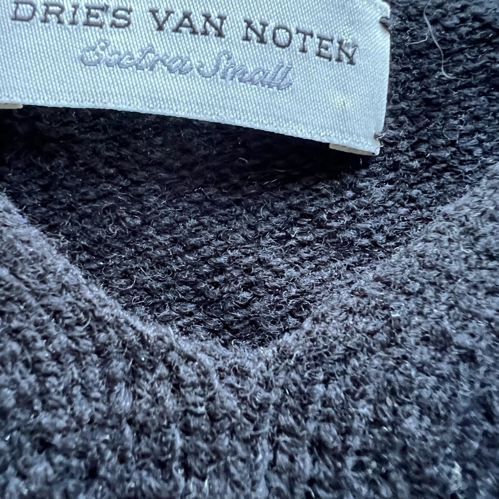 Dries Van Noten Merino Wool Cold Shoulder Sweater Black Women Sz XS‎ Sexy Chic - Picture 10 of 12
